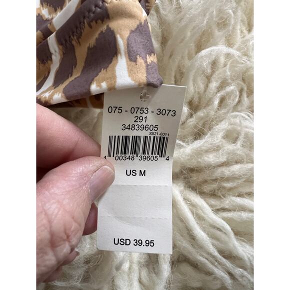 Aerie Leopard Print Bikini Top Size M Scoop Neck Knot Front Swimwear NWT $39.95 - Picture 3 of 8